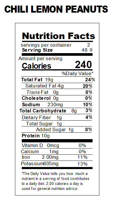 Chili Lemon Peanuts 3 x 5oz. bags
